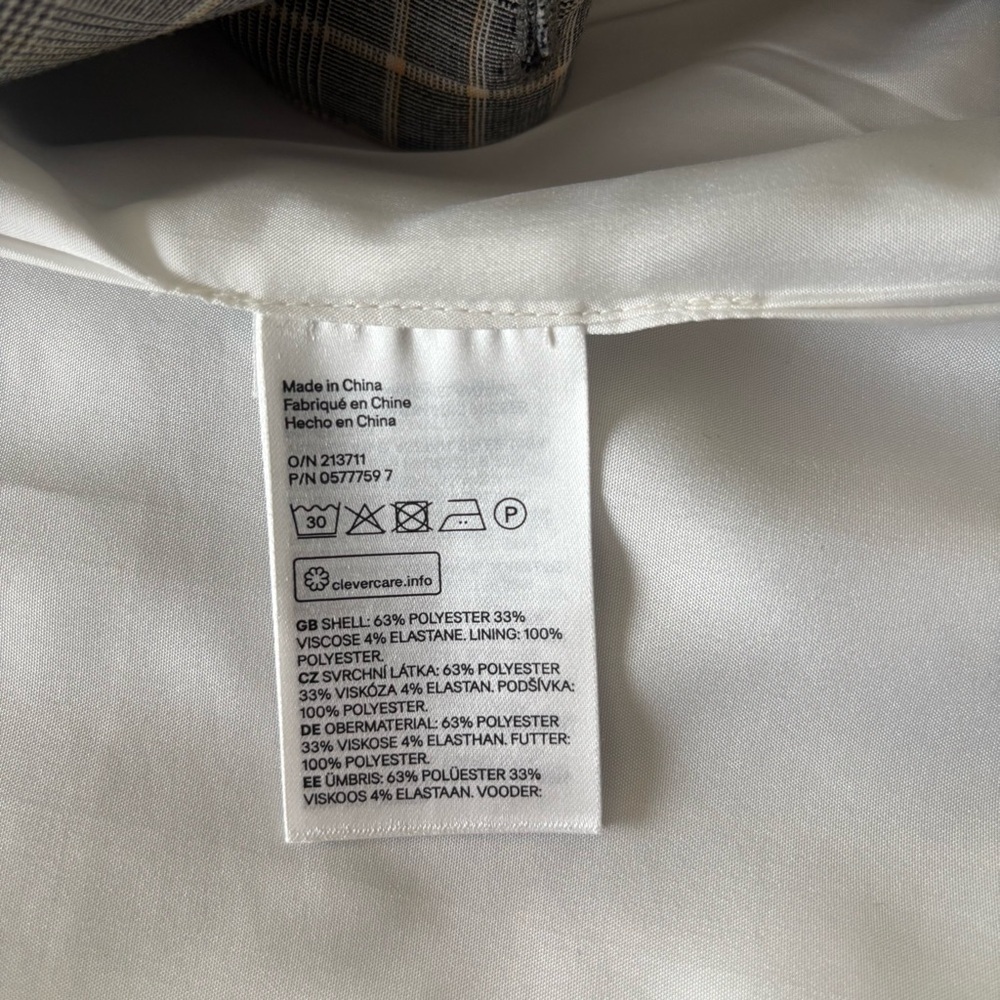 Plaid Double Breasted Blazer Preppy Academia Old Money Gray Cream White Size 12 - Picture 6 of 7